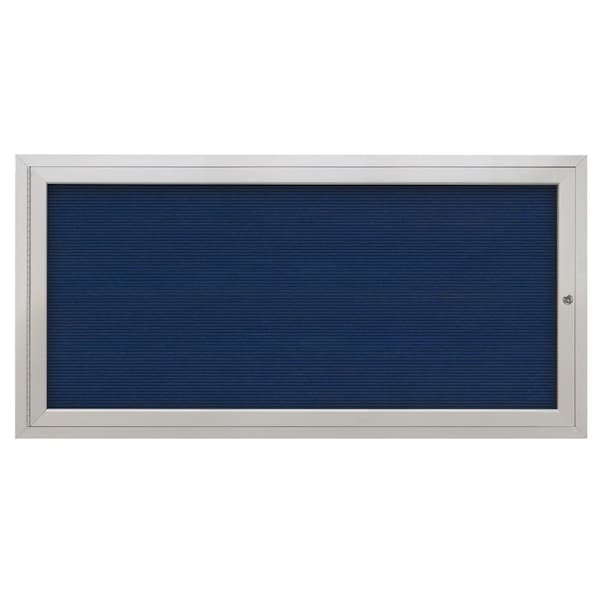 72"x36" 3-Door Enclosed Outdoor Letterboard, Hdr, Blue Felt/Satin